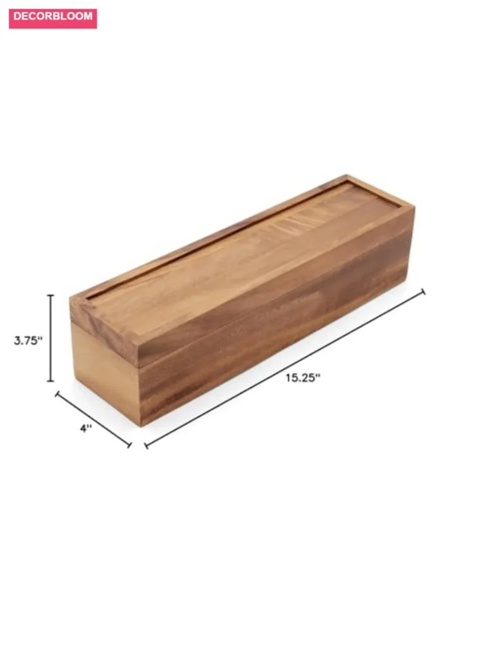 Acacia Wood 5 Compartment Tea Box Organizer with Lid